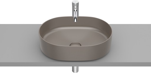 Lavoar tip bol Roca Inspira Round 500x370mm  fara orificiu baterie  fara preaplin  montare pe blat  cafea