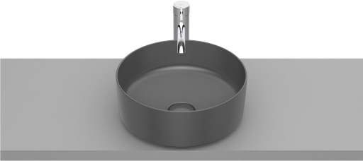 Lavoar tip bol Roca Inspira Round 370x37mm  fara orificiu baterie  fara preaplin  montare pe blat  onyx