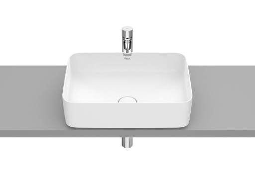 Lavoar tip bol Roca Inspira Square 500x370cm  fara orificiu baterie  fara preaplin  montare pe blat  alb mat