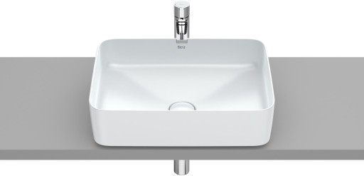 Lavoar tip bol Roca Inspira Square 500x370cm  fara orificiu baterie  fara preaplin  montare pe blat  perla