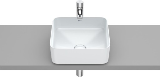 Lavoar tip bol Roca Inspira Square 370x370mm  fara orificiu baterie  fara preaplin  montare pe blat  perla