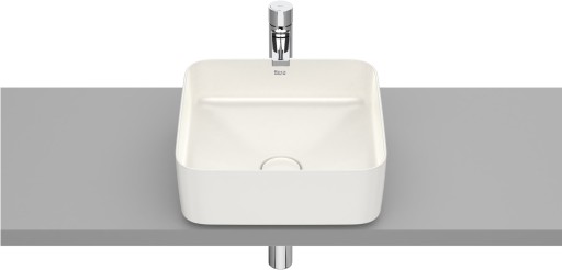 Lavoar tip bol Roca Inspira Square 370x370mm  fara orificiu baterie  fara preaplin  montare pe blat  bej