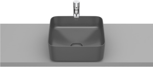 Lavoar tip bol Roca Inspira Square 370x370mm  fara orificiu baterie  fara preaplin  montare pe blat  onyx