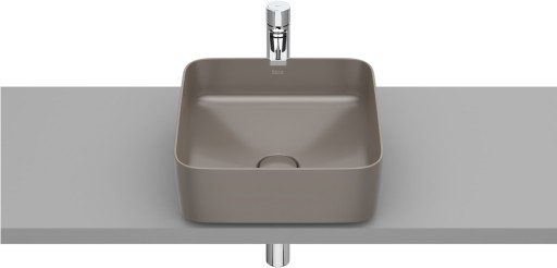 Lavoar tip bol Roca Inspira Square 370x370mm  fara orificiu baterie  fara preaplin  montare pe blat  cafea