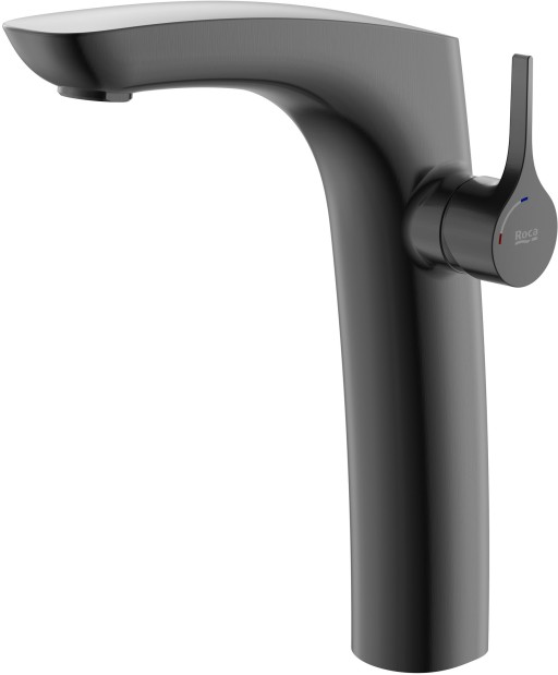 Baterie lavoar Roca Insignia Cold Start pentru lavoare tip bol  fara ventil  brushed titanium black