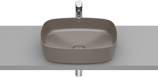 Lavoar tip bol Roca Inspira Soft  500x370mm  fara orificiu baterie  fara preaplin  montare pe blat  cafea