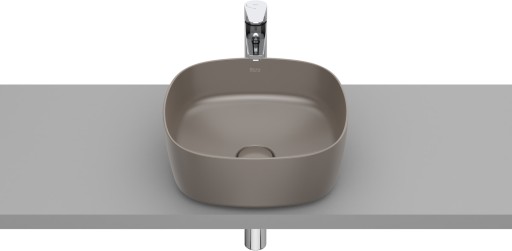 Lavoar tip bol Roca Inspira Soft 370x370cm  fara orificiu baterie  fara preaplin  montare pe blat  cafea