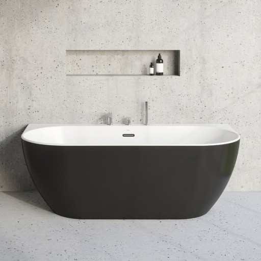 Cada freestanding Ravak Freedom W 166x80cm  montare la perete  negru