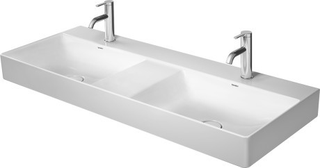 Lavoar dublu Duravit DuraSquare Double 120x47cm  WonderGliss  fara preaplin  cu capac ceramic pentru ventil inclus  alb