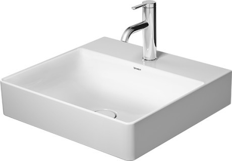 Lavoar Duravit DuraSquare 50x47cm  fara preaplin  montare pe mobilier  cu capac ceramic pentru ventil inclus  alb