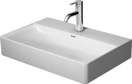 Lavoar Duravit DuraSquare Compact  60x40cm  fara preaplin  montare pe mobilier  cu capac ceramic pentru ventil inclus  alb
