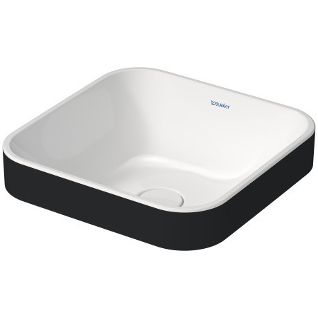 Lavoar tip bol Duravit Happy D.2 Plus 40x40cm  cu capac ceramic pentru ventil inclus  alb-antracit mat