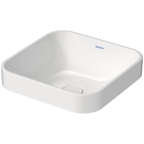 Lavoar tip bol Duravit Happy D.2 Plus 40x40cm  WonderGliss  cu capac ceramic pentru ventil inclus  alb