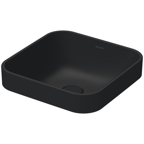 Lavoar tip bol Duravit Happy D.2 Plus 40x40cm  WonderGliss  cu capac ceramic pentru ventil inclus  antracit mat
