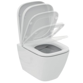 Set vas wc suspendat Ideal Standard i.life S Rimless+ si capac cu inchidere lenta  alb