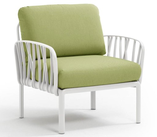 Fotoliu exterior Nardi Komodo  cadru alb  perne verde avocado Sunbrella