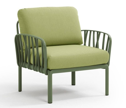 Fotoliu exterior Nardi Komodo  cadru verde agave  perne verde avocado Sunbrella