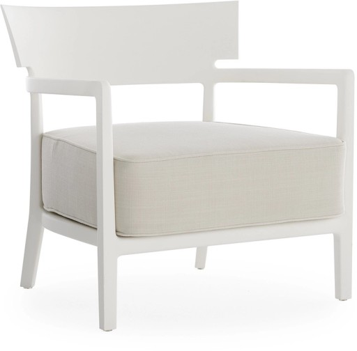 Fotoliu exterior Kartell Cara Mat Outdoor design Philippe Starck & Sergio Schito  cadru alb mat  perne alb