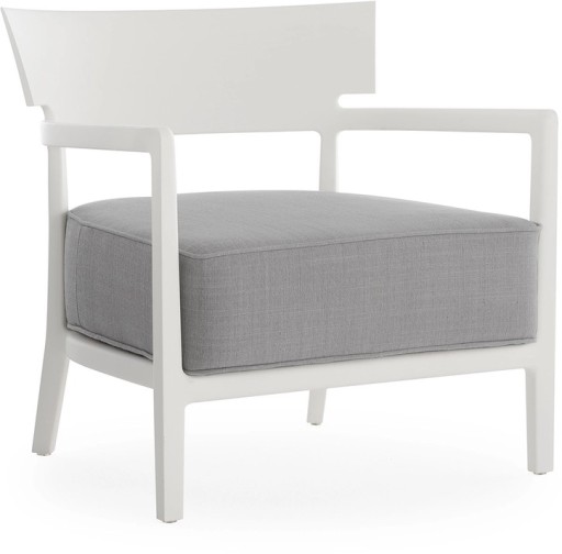 Fotoliu exterior Kartell Cara Mat Outdoor design Philippe Starck & Sergio Schito  cadru alb mat  perne gri