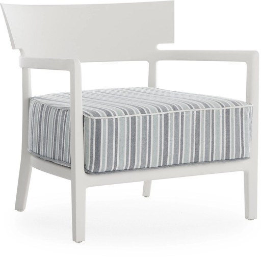 Fotoliu exterior Kartell Cara Mat Outdoor design Philippe Starck & Sergio Schito  cadru alb mat  perne dungi verzi