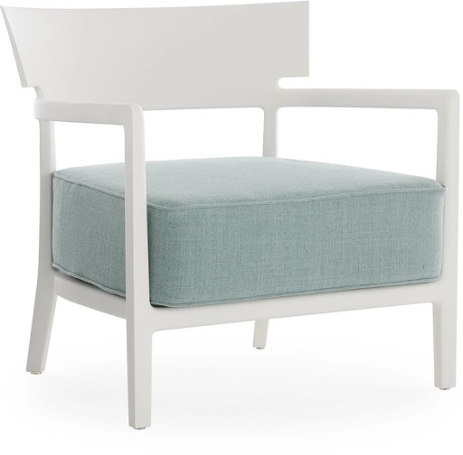 Fotoliu exterior Kartell Cara Mat Outdoor design Philippe Starck & Sergio Schito  cadru alb mat  perne verde salvie