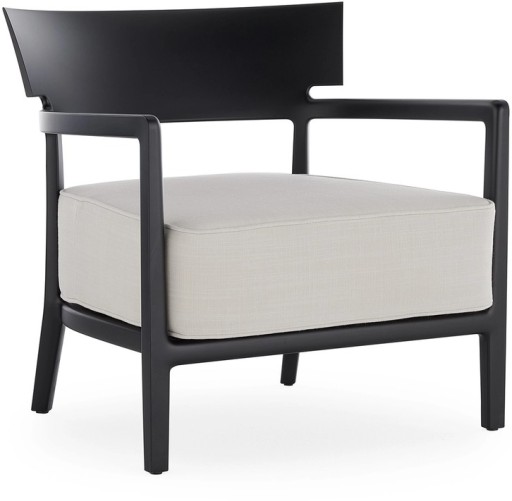 Fotoliu exterior Kartell Cara Mat Outdoor design Philippe Starck & Sergio Schito  cadru negru mat  perne alb