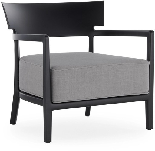 Fotoliu exterior Kartell Cara Mat Outdoor design Philippe Starck & Sergio Schito  cadru negru mat  perne gri