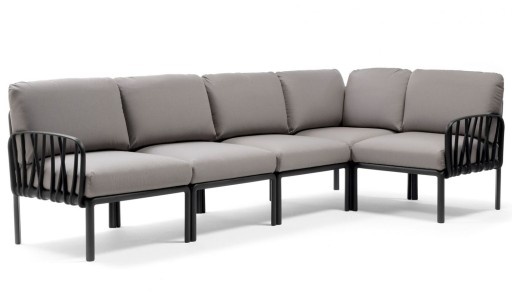Canapea modulara exterior Nardi Komodo 5  294x154cm  cadru antracit  perne gri komodo