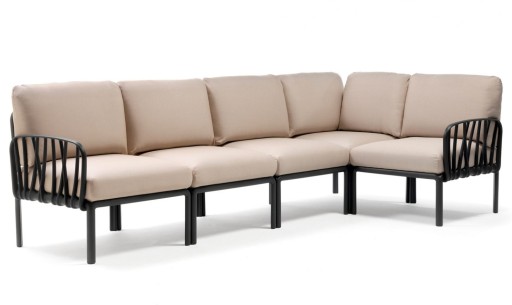 Canapea modulara exterior Nardi Komodo 5  294x154cm  cadru antracit  perne canvas Sunbrella