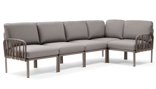 Canapea modulara exterior Nardi Komodo 5  294x154cm  cadru tortora  perne gri komodo