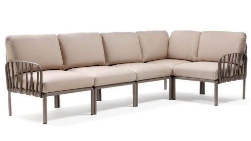 Canapea modulara exterior Nardi Komodo 5  294x154cm  cadru tortora  perne canvas Sunbrella