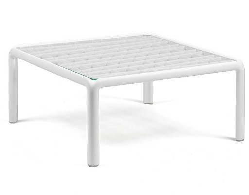 Masuta exterior Nardi Komodo Tavolino Vetro  blat sticla  70x70cm  h32.5cm  alb