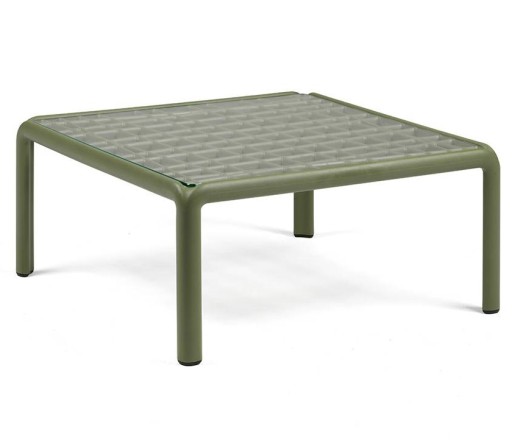 Masuta exterior Nardi Komodo Tavolino Vetro  blat sticla  70x70cm  h32.5cm  verde agave