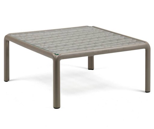 Masuta exterior Nardi Komodo Tavolino Vetro  blat sticla  70x70cm  h32.5cm  tortora
