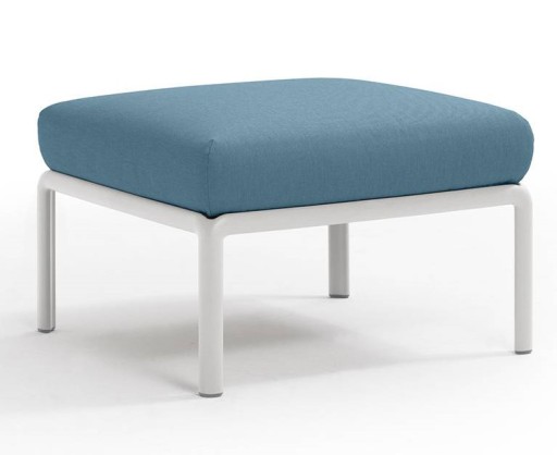 Pouf exterior Nardi Komodo 5  72x72cm  cadru alb  perna albastru adriatic Sunbrella