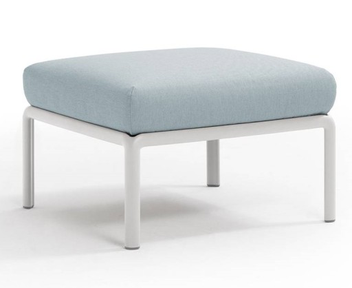 Pouf exterior Nardi Komodo 5  72x72cm  cadru alb  perna bleu ghiaccio Sunbrella