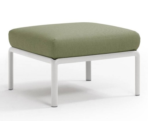 Pouf exterior Nardi Komodo 5  72x72cm  cadru alb  perna verde giungla Sunbrella