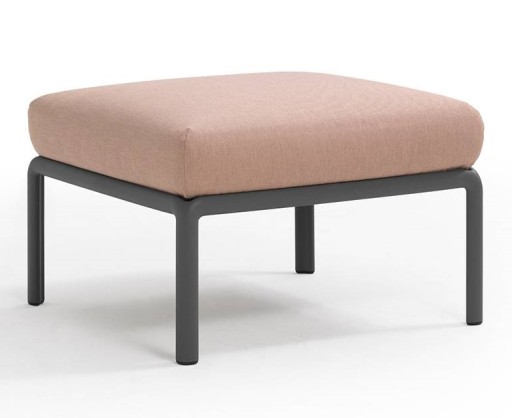 Pouf exterior Nardi Komodo 5  72x72cm  cadru antracit  perna roz quarzo