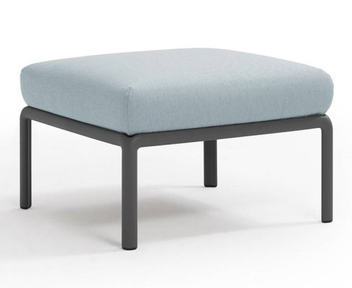 Pouf exterior Nardi Komodo 5  72x72cm  cadru antracit  perna bleu ghiaccio Sunbrella