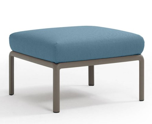 Pouf exterior Nardi Komodo 5  72x72cm  cadru tortora  perna albastru adriatic Sunbrella