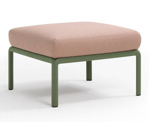 Pouf exterior Nardi Komodo 5  72x72cm  cadru verde  perna roz quarzo