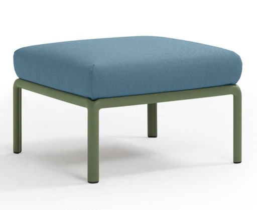 Pouf exterior Nardi Komodo 5  72x72cm  cadru verde  perna albastru adriatic Sunbrella