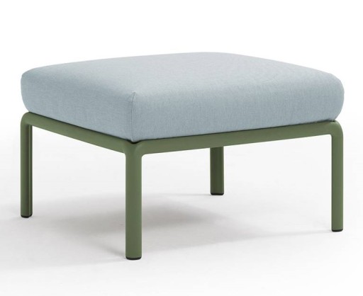 Pouf exterior Nardi Komodo 5  72x72cm  cadru verde  perna bleu ghiaccio Sunbrella