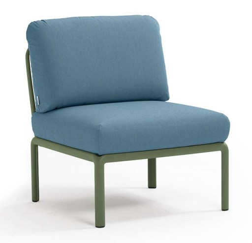 Element central Nardi Komodo 5  72cm  cadru verde  perne albastru adriatic Sunbrella