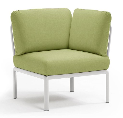 Element de colt Nardi Komodo 5  78cm  cadru alb  perne verde avocado Sunbrella
