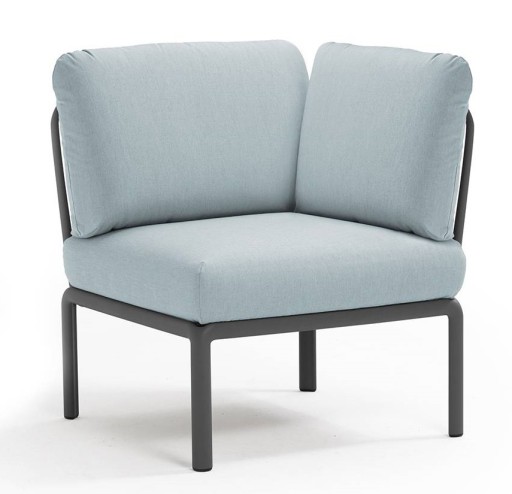 Element de colt Nardi Komodo 5  78cm  cadru antracit  perne bleu ghiaccio Sunbrella