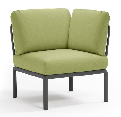 Element de colt Nardi Komodo 5  78cm  cadru antracit  perne verde avocado Sunbrella