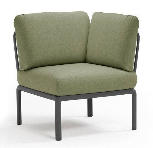 Element de colt Nardi Komodo 5  78cm  cadru antracit  perne verde giungla Sunbrella