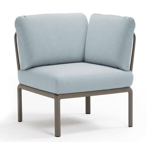 Element de colt Nardi Komodo 5  78cm  cadru tortora  perne bleu ghiaccio Sunbrella
