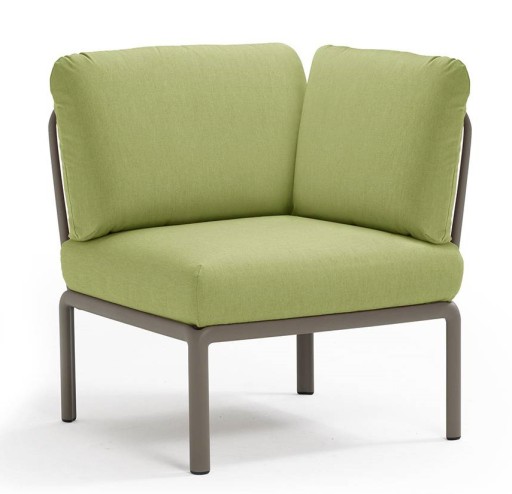 Element de colt Nardi Komodo 5  78cm  cadru tortora  perne verde avocado Sunbrella